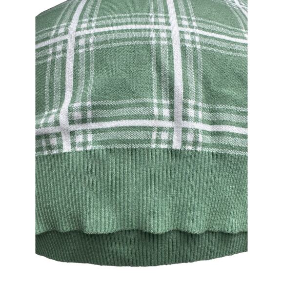 Max Studio Plaid Boxy Sweater Sage Green Cottagecore Autumn Grandpacore Western - Picture 8 of 12